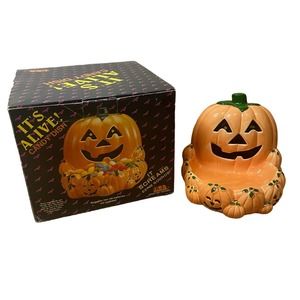 NCE 1992 "Its Alive" Light Up Eerie Sounds Pumpkin Jack O Lantern Candy Dish